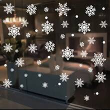 27pcs Snowflake Window Stickers, Including 4 Different Snowflake Patterns. These Removable Static Adhesion Stickers Are Ideal For New Year And Christmas Decorations, Perfectly Matching Windows Decorated With White Snowflake Patterns - Multicolor - View 6
