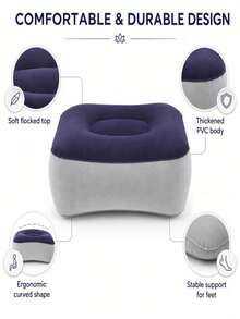 1pc Thickened PVC Inflatable Footrest, Adjustable Inflatable Foot Stool, Portable Footrest For Long-Distance Travel, Airplane, High-Speed Train, Home, Office, Foldable, Living Room, Bedroom, Christmas, Halloween Gift - Upgraded Version - View 4