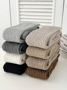 1/2/4 Pairs Women's Over-The-Knee Socks, Thickened Warm Double-Needle Solid Color Minimalist Thigh High Socks For Autumn/Winter, Can Be Paired With Boots, Daily Wear - Multicolor - View 4