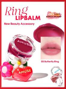 AMUSE Ring Lip Balm #05 Butterfly Ring, Hydrating And Translucent, Non-Sticky, Natural Shine, Mini Ring Box, 0.9g/0.03oz - 05 BUTTERFLY RING - View 2