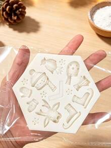 Christmas Sleigh Snowman Reindeer Silicone Mold, Non-Stick Fondant Cake Candy DIY Tool - Beige - View 4