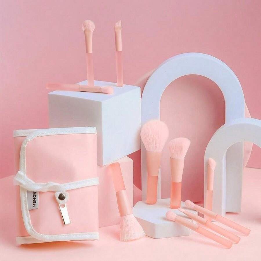 10pcs Mini Makeup Brush Set Portable Cute Full Cosmetic Brush Kit Powder Blush Foundation Eyeshadow Concealer Highlight Lip Brush Soft Bristle Beauty Tools - Multicolor - View 1
