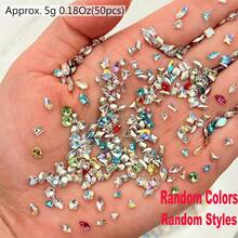 50pcs 3DK9 Nail Art Rhinestones, Mixed Color Asymmetrical Candy Color Multi-Shape Pointed Bottom Nail Gems, Shiny Crystal Nail Art DIY Decoration Accessories - Multicolor - View 10