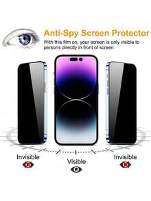 5PCS Anti-Spy Privacy Screen Protector, Scratch Resistant Tempered Glass Full Coverage Glass Compatible With 18 17 16 15 14 13 12 11 Pro Max XR X XS Max Plus Anti-Fingerprint Phone Protective Mobile Screen Protector Film, Shockproof - Black - View 2