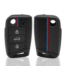 Car Silicone Key Case Cover For VW Golf 7 MK7 Tiguan MK2 T- T-Cross Octavia Kodiaq Karoq Seat Ateca Leon Fob - black - View 4