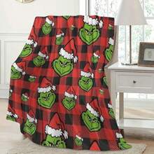 The Grinch 1pc Happy Christmas Throw Blanket, Lightweight Flannel Home Party Christmas Decoration Blanket - Multi-color - View 3