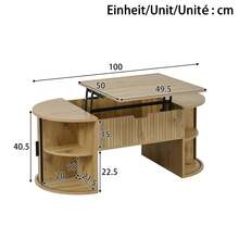 Modern Height-Adjustable Coffee Table, Adjustable Coffee Table For Living Room, Open Shelves And Hidden Storage, Sliding Doors, Ideal For Small Apartments And Home Offices - Oak - View 12