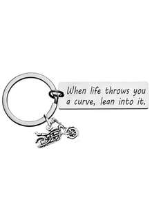 1pc/6pcs/15pcs/24pcs Keychain, When Life Gives You Challenges, Face Them Head-On, With Motorcycle Pendant, Gift For Motorcycle Enthusiasts And Riders - Silver - View 2