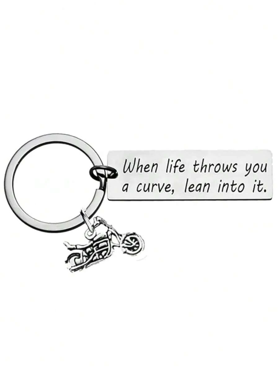 1pc/6pcs/15pcs/24pcs Keychain, When Life Gives You Challenges, Face Them Head-On, With Motorcycle Pendant, Gift For Motorcycle Enthusiasts And Riders