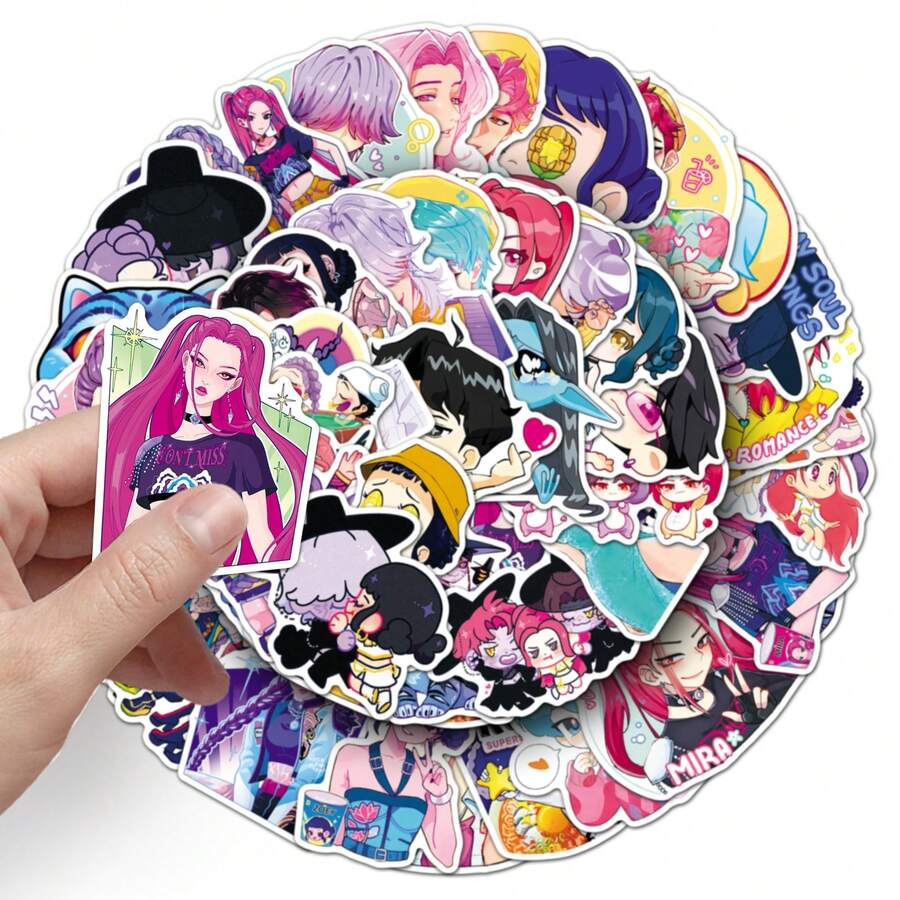 Hasbro 50pcs KPOP Demon Hunters Girl Group Stickers, Anime Movie Waterproof Decorative Phone Case Stickers - Multicolor - View 1
