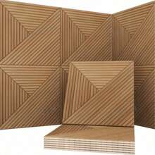 3 buah Panel Dinding Kayu 2D Perekat Diri, Stiker Dinding Kisi Dekoratif, Panel Pemasangan Mudah, Cocok Untuk Studio Rekaman/Kantor Rumah dan Ruang Tamu - A - View 2