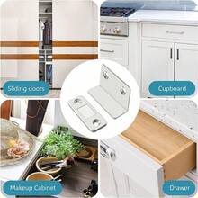 2 Sets Magnetic Cabinet Door Latches, Drill-Free Installation, Can Be Reinforced With Screws, Suitable For Bedroom, Kitchen, Cabinet, Wardrobe And Sliding Door Magnetic Door Latches, Easy To Install Home Renovation Cabinet Hardware Accessories - A - View 5