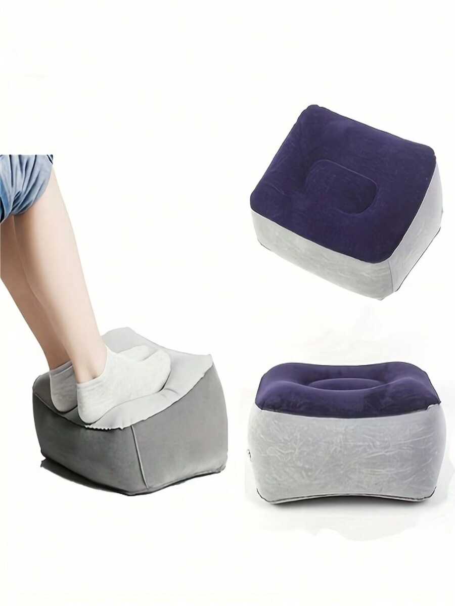 1pc Thickened PVC Inflatable Footrest, Adjustable Inflatable Foot Stool, Portable Footrest For Long-Distance Travel, Airplane, High-Speed Train, Home, Office, Foldable, Living Room, Bedroom, Christmas, Halloween Gift - Upgraded Version - View 1