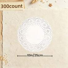 300sheets White Round Lace Paper Doilies, Disposable Decorative Paper Placemats Bulk, Elegant Doily Paper Pads For Dessert Fried Food, Wedding Tableware Decoration, Cake Packaging & Daily Table Serving - White - View 17