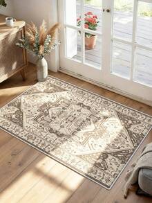 1 tấm thảm trải dài phong cách Bohemian họa tiết in tối giản, dễ vệ sinh, phù hợp cho nhà bếp, phòng ăn, hành lang, lối đi và các không gian trong nhà khác, dùng cho mọi mùa - Màu be - Xem 13