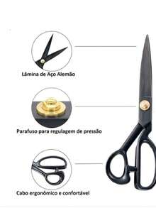 Tesoura de Alfaiate Corte Costura Titanium Profissional 8 Polegadas - A-preto - Visão 6