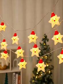 1pc Star Santa Claus LED String Lights, Christmas LED String Lights, Santa Claus Snowman Lights, Suitable For Creating Holiday Atmosphere, Applicable For Christmas Tree, Indoor Decoration, Room Arrangement, Holiday Ornaments, Home Decor, Holiday Lighting - Star Blow Molded Elderly - View 3