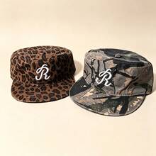 1pc Men Camo R Letter Embroidery Flat Top Cap, Adjustable Casual Street Hip Hop Flat Brim Hat For Outdoor Travel Daily Wear - Multicolor - View 6