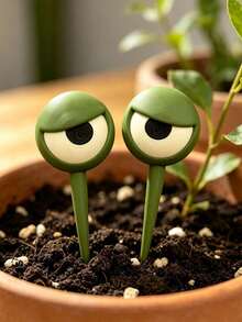 Funny Angry Face Potted Plant Eyes Decor, 3D Garden Miniature Ornament, 3D Plant Stake, Fun Flower Pot Decoration, Perfect Christmas New Year Gift - Multiple Styles - View 5