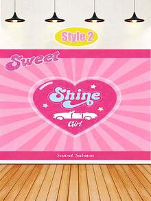 MASSDI Backdrops, Personalized Polyester Birthday Backdrop, Pink Themed Character Print, Multiple Pattern Selections, Wrinkle-Resistant Fabric, Foldable Lightweight Banner, Party Decor, Photo Booth Background, Celebration Ornament, Event Gift - Multiple Styles - View 5