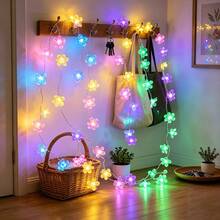 1PC 20LED Daisy Flower String Lights, Colorful Fairy Lights, Decorative LED Garland With Warm White Glow, Battery Powered Ambient Lights For Bedroom, Window, Restaurant, Wedding, Birthday, Christmas, Party, Holiday Home Decor - Multicolor - View 2