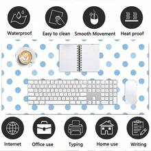 Korean Ins Cute Minimalist Dot Oversized Mouse Pad | Creative White Blue Polka Dot Aesthetic Washable Office Desk Mat For Girls Study Work - View 8
