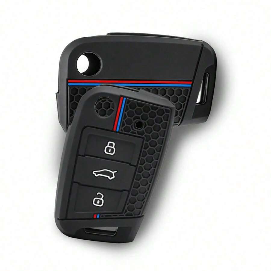 Car Silicone Key Case Cover For VW Golf 7 MK7 Tiguan MK2 T- T-Cross Octavia Kodiaq Karoq Seat Ateca Leon Fob - black - View 1