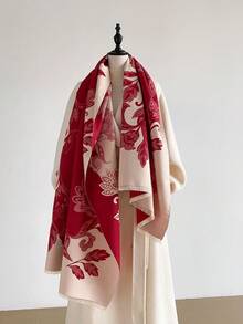 1pc Elegant Floral Pattern Jacquard Faux Cashmere Warm Scarf, Cold-Proof Neck Warmer, Women's Autumn/Winter Fashion Versatile Air Conditioning Shawl Blanket, Suitable For Daily Matching And Decorative Use - Multicolor - View 19