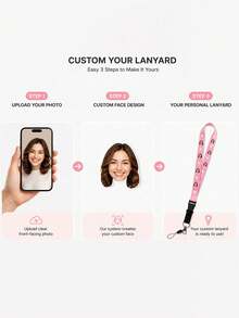 Personalized Custom Photo Face Lanyard, Detachable Neck Strap, Multiple Colors Available, Custom Image Printed Lanyard, Suitable For ID Cards, Phones, Keys, Unique Gift - Multicolor - View 8