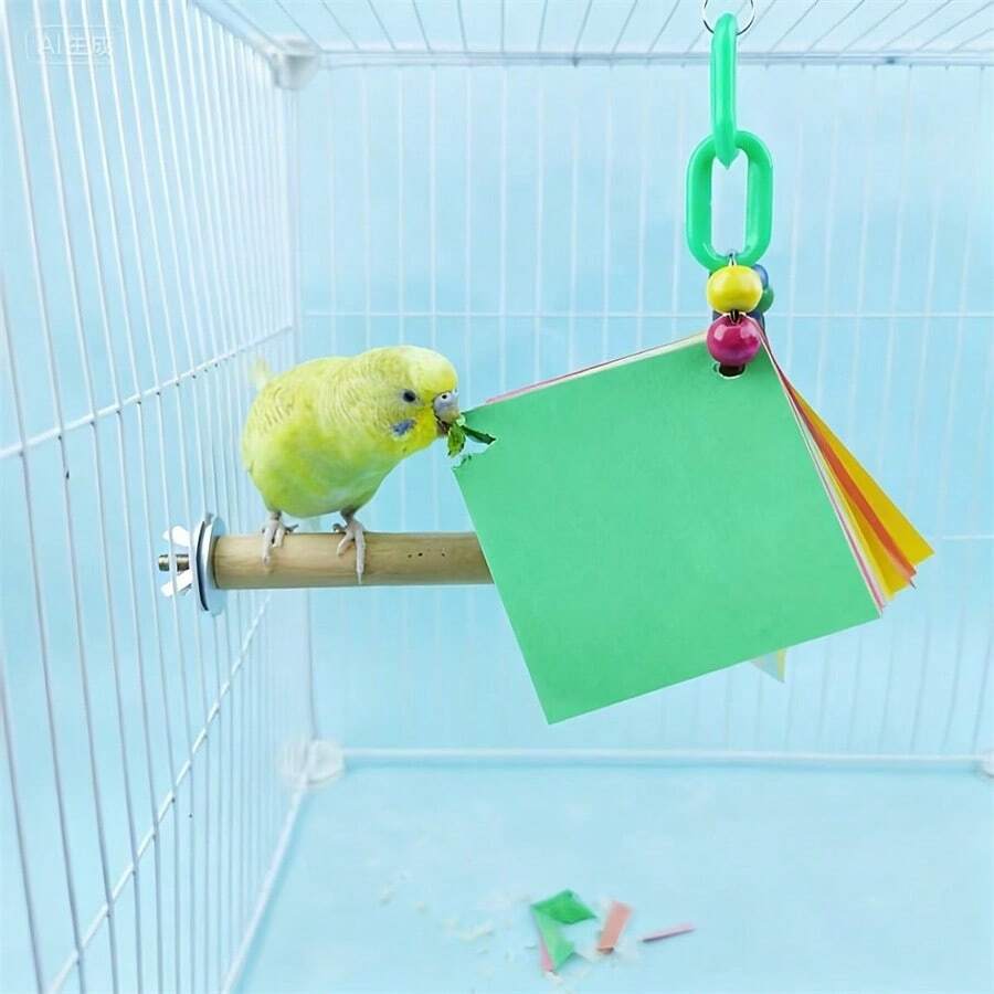 1pc Parrot Toys Made Of Colorful Paper For Chewing And Hanging, Suitable As Additions For Bird Cages