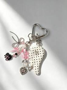1pc Fashion Polka Dot Wing Beaded Chain Pendant Bag Charm Keychain Accessory, Suitable For Women's Shoulder Bag, Tote Bag, Keychain - Multicolor - View 11