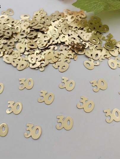 200/400pcs Colorful Confetti, 30th Birthday Colorful Confetti, Happy Birthday Table Decor, 30th Anniversary Decor, Gold Confetti, 30th Birthday, Wedding Anniversary Party Supplies, 30th Anniversary Decor, Gold Confetti, Suitable For 30th Birthday, Wedding Anniversary Party Supplies