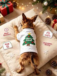 1pc Christmas Print Breathable Anti‑Shedding Pet Tank Vest, Lightweight Comfortable Clothes For Small Dogs & Cats - Multicolor - View 5