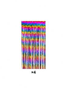 10pcs Rainbow Foil Fringe Curtain, Rainbow Party Decoration, 3.3x6.6ft Metallic Tinsel Backdrop, Holiday Photo Props Background, Suitable For Birthday, Wedding, Engagement, Bridal Shower, Unicorn Theme, Back To School, Valentine's Day And More Occasions - Multicolor - View 6