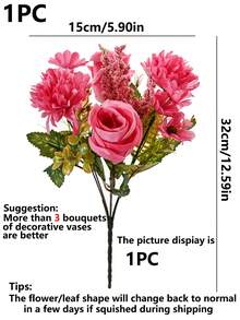 1/3 buah Bunga Buatan, Buket Mawar Palsu, Bunga Daisy Sutra, Bunga Dandelion, Jumlah Besar untuk Dekorasi Pesta Pernikahan, Rumah, Hiasan Meja, Halloween - Rose Red - View 9