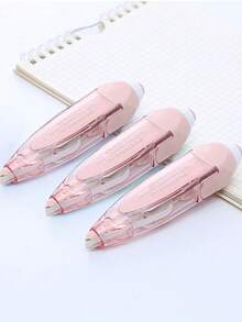 Aesthetic Pen Style Correction Tape, 1Pc Refillable White Out Tape With Replacement Core, Smooth Quick Dry No Smudge Mini Portable Stationery, Cute Desk Decor School Supplies For Students Teens, Office Homework Note Taking Back To School Gift - Multi-color - View 2