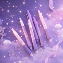 12PCS Macaron Purple Click Ballpoint Pens, Soft Sponge Grip For Comfortable Long-Term Use, 0.5mm Fine Tip Smooth Ink Flow, Student Schoolwork Notes Planner DIY Writing Tools - 12PCS Purple Pens - View 10