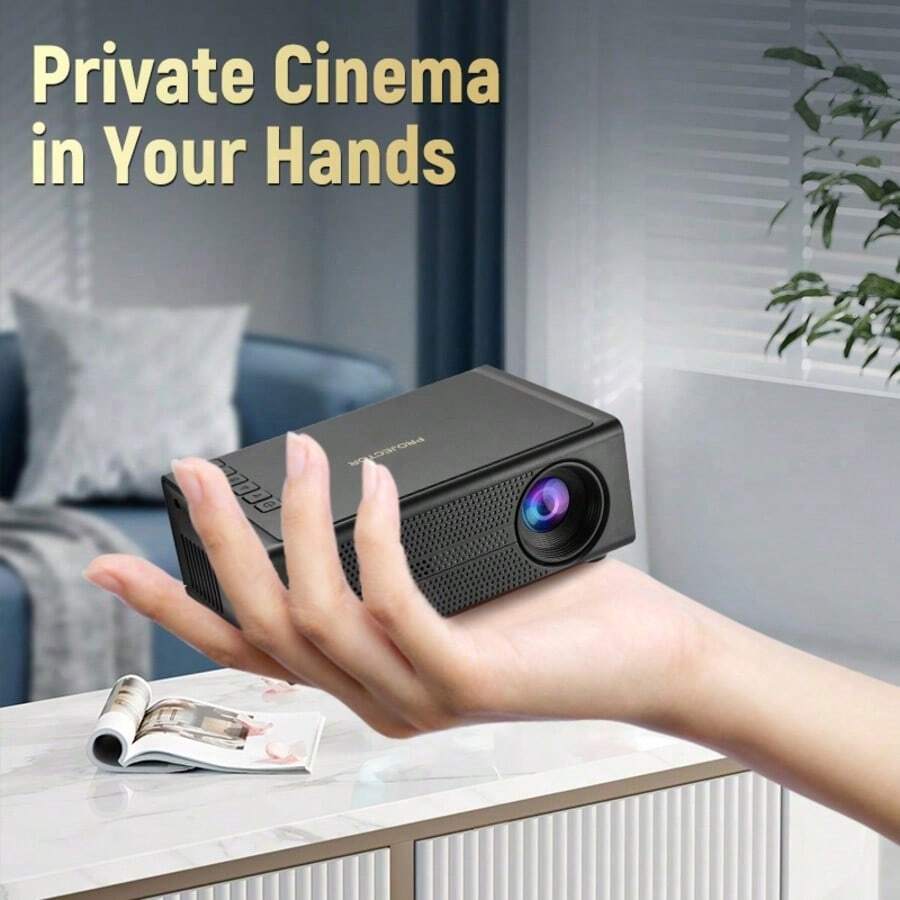 Portable Mini Smart Projector With Phone Mirroring For Home Theater, USB, Smartphone, TV Box, Laptop - High-Resolution Video Projector For Movies And Presentations - Black - View 1