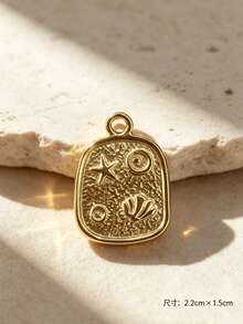 2Pcs Gold Ocean Shell Starfish Conch Charms, Vintage Embossed Metal Pendants For DIY Handmade Jewelry Making - Gold - View 3