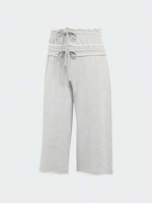 Adidas Originals Women's WINTRZD DBL JOR Sports Knit Mid-Length Pants KT4660 - Light Grey - View 2