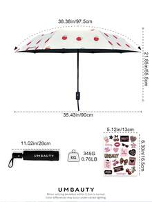 UMBAUTY Umbrella, Red Strawberry Pattern, Portable Travel, Sun Protection & Rainproof, 8-Rib Reinforced Frame, One-Click Open/Close, Black Coating UV 30+ Sun Protection, Heat-Reducing & Waterproof Fabric, Automatic Dual-Use Umbrella For Sunny And Rainy Days - Multicolor - View 4