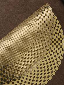12pcs, Gold Round Hollow PVC Placemats, Washable Table Decor Mats, Non-Slip Odorless Tableware Pads, Durable High-Quality Coasters, Suitable For Restaurants, Cafes, Homestays, Compatible With Holidays, Parties, Gatherings, Birthdays, Weddings, Dinner Parties. - Multicolor - View 7
