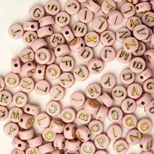 500PCS/1000PCS Acrylic Pink & Gold Round Letter Beads A To Z Loose Beads For Handmade DIY Beaded Bracelets, Necklaces, Earrings, Jewelry And Craft Accessories - Pink With Gold Letter Round - View 2
