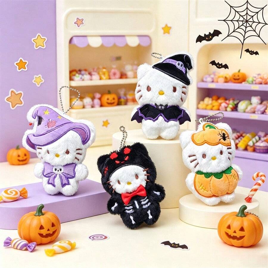 1 Buah Gantungan Kunci Liontin Halloween Sanrio Hello Kitt Hiasan Tas Kelelawar Figur Lucu Aksesori Kostum Dekorasi Pesta Kecil Hadiah Halloween - View 1