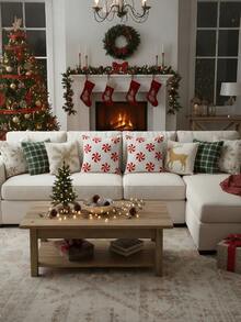 1pc/2pcs Christmas Candy Pillowcase, Candy Pillow Cover, Christmas Decoration, Candy Cane Pattern Decorative Cushion, Suitable For Sofa, Bedroom And Living Room - Candy - View 7