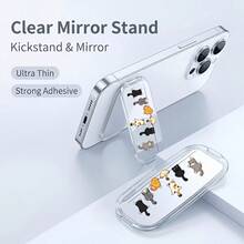 1pc Cute Cat Pattern Transparent Phone Stand, Foldable Adhesive Universal Desktop Phone Holder For Movies, Portable Desktop Lazy Support Stand, Cartoon Animal Theme - Multicolor - View 4
