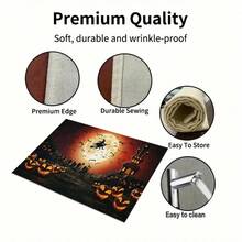 1/4/6pcs Halloween Series Full Moon Flying Witch Pattern Printed Placemats, Heat-Resistant Table Mats For Home Kitchen/Dining Table Protection, Party Scene Decoration - Multicolor - View 9