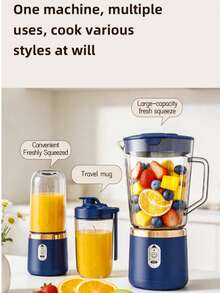 Upgraded Electric Juicer With Built-In 1500mAh Rechargeable Battery: Wireless Portable, Desktop Blender, High Power, Detachable Cup, Easy To Clean Design. Suitable For Making Fresh Homemade Juice, Ideal For Home Kitchen And Office - Multicolor - View 4