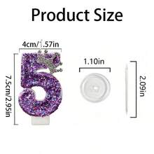 1pc Purple Glitter Crown & NumberBirthday Candle Set, Great ForBirthday Party Decorations, SuitableFor Both Boys And Girls BirthdayNumber Candle - View 6