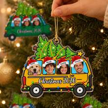 Custom Car Christmas Tree Ornament, Personalized Family Photo Hanging Decor, Customized Name Holiday Keepsake For Tree, Home Party Decor, Customizable Xmas Gift For Family, Couples, Friends, Pet Lovers, 1-4 Names & Photos, 2026, Family Keepsake Gift - Style C - View 4